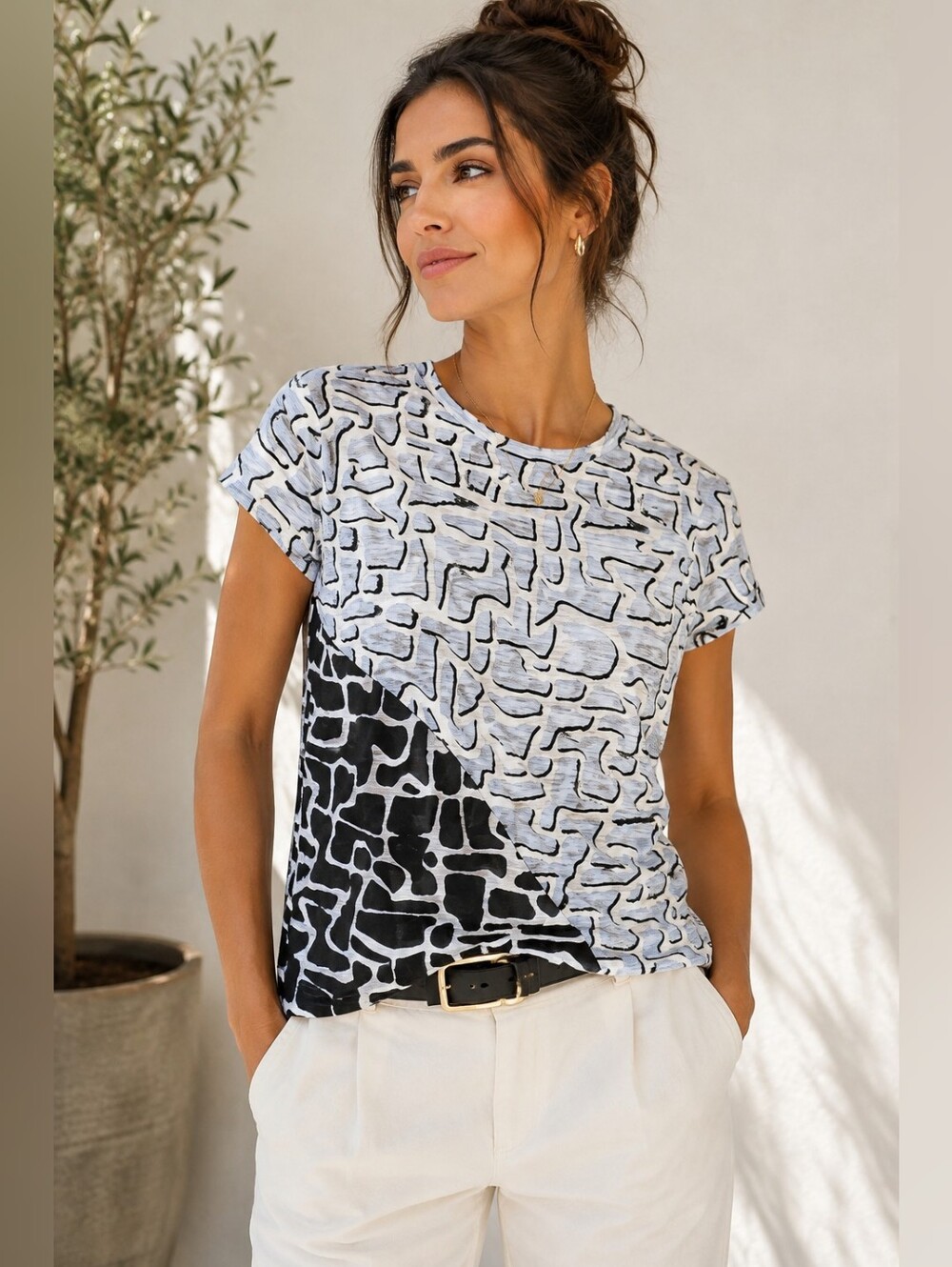 Proenza Schouler Abstract Print Short Sleeve Top